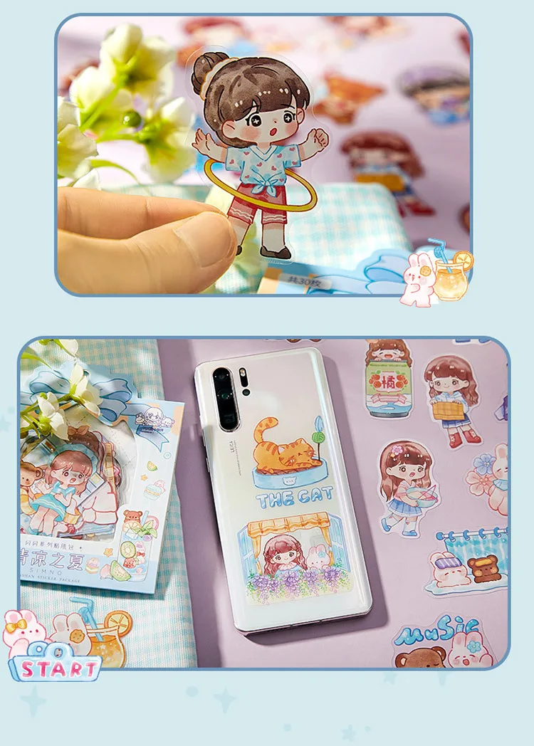 30pcs/bag Cartoon Girl Shanshan's Funny Life PET Stickers Cute Waterproof Scrapbooking journaling Decorative Sticker