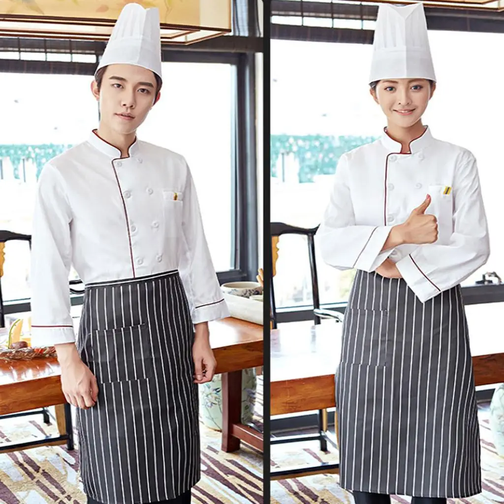 Unisex Chef Coat Long Sleeve Comfortable Executive Chef Apparel Quick Drying Uniform for Restaurant Hotel Kitchen