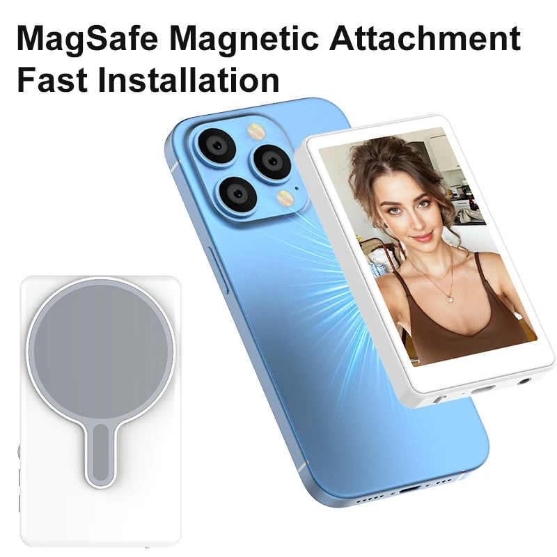 Magnetic Phone Back Vlog Selfie Monitor Screen Live Stream Camera Compatible with iPhone & Android