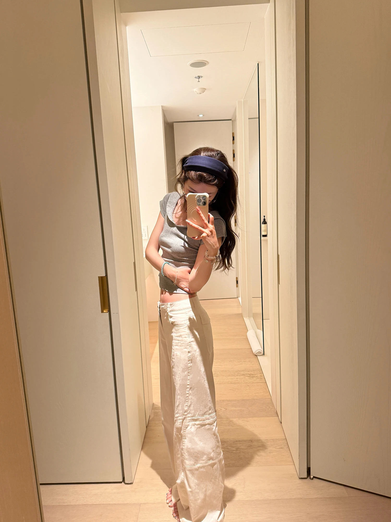 

Comfortable Bone White Work Pants Women's Casual Wide Leg Straight Cut Summer Versatile Slimming Trousers by ASHENONLINE