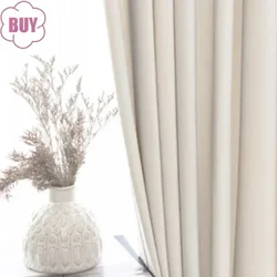 Cortinas nórdicas para sala de estar, comedor, dormitorio, luz Simple, lujo, blanco lechoso, ventanal, tela de terciopelo, ventana francesa, 2024