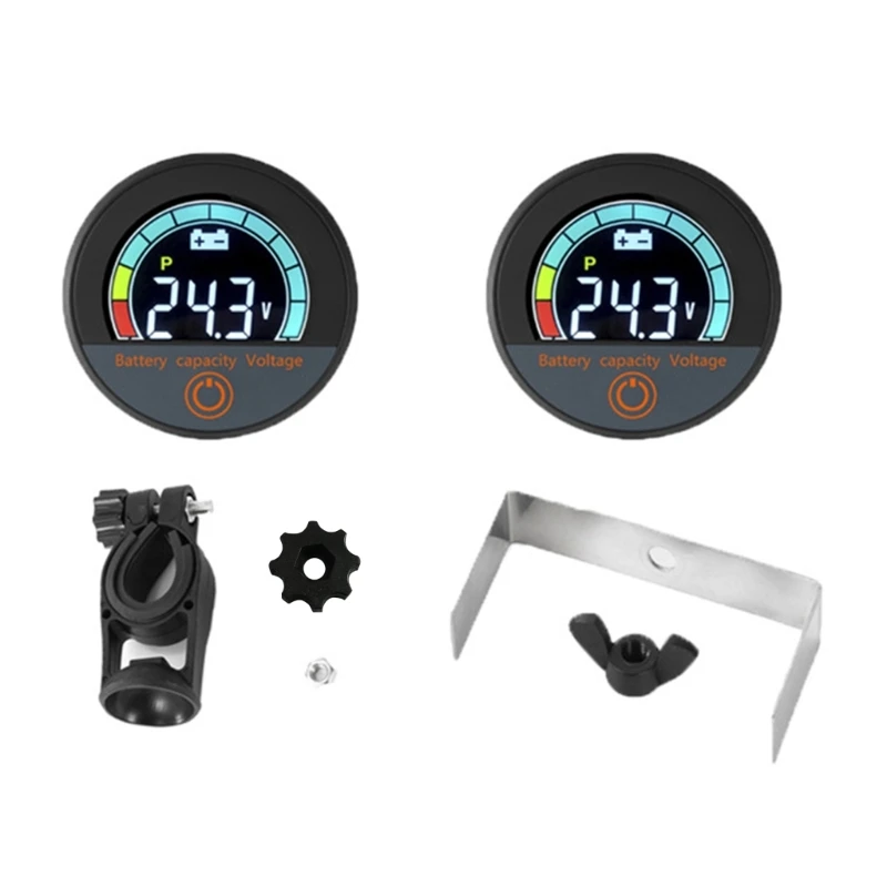 8-100VRound Power Meter Double Wire 12VDC Gauges LCDDisplay Simple Installation for Motorcycles Vehices Durable