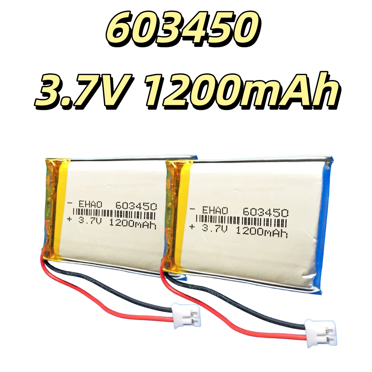 

603450 3.7V 1200mAh Rechargeable Lipo Battery 10PCS Li-Polymer with JST 2.0mm Connector for Mini Camera Bluetooth Headset GPS
