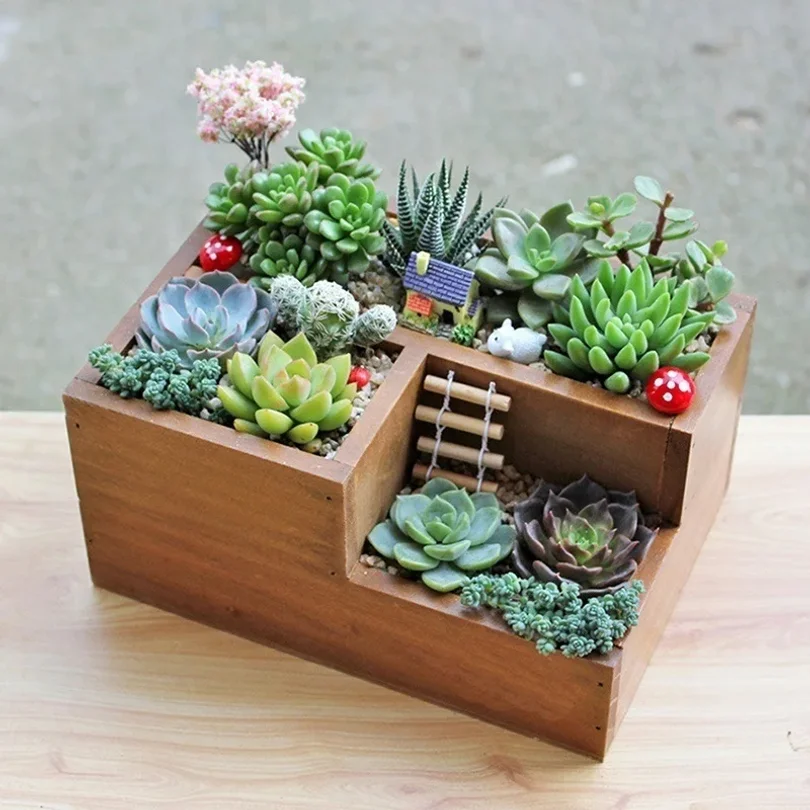 

Multi-Function Wooden Garden Herb Planter Window Box Trough Pot Succulent Flower Plant Bed New