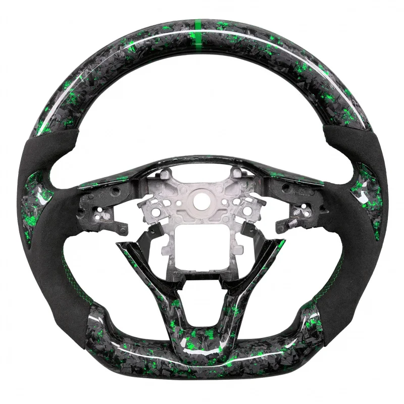 

10Th Generation 2018-2022 Car Interior Accessories Customized Green Forged Carbon Fiber Leather Steering Wheel