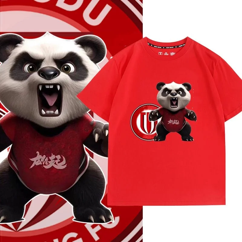 Cute Panda Print T Shirt for Men Women Adult Kids Soccer Summer Cotton Short Sleeve Casual Sports Top