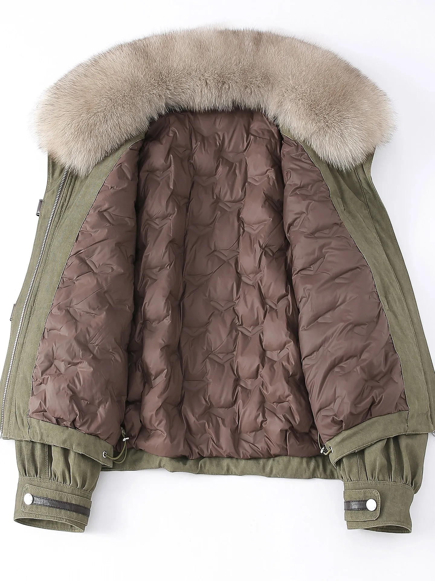 

High-end Haining fur 90 goose down jacket removable fox fur collar women's short down jacket small jacket winter
