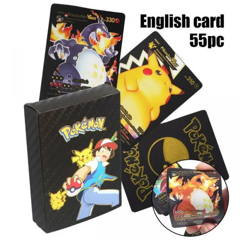 55PCS Original Pokemon Cards English Spanish German French Pokemon Card Anime Deck Box Pikachu Colorful Tables Games Kids Toys