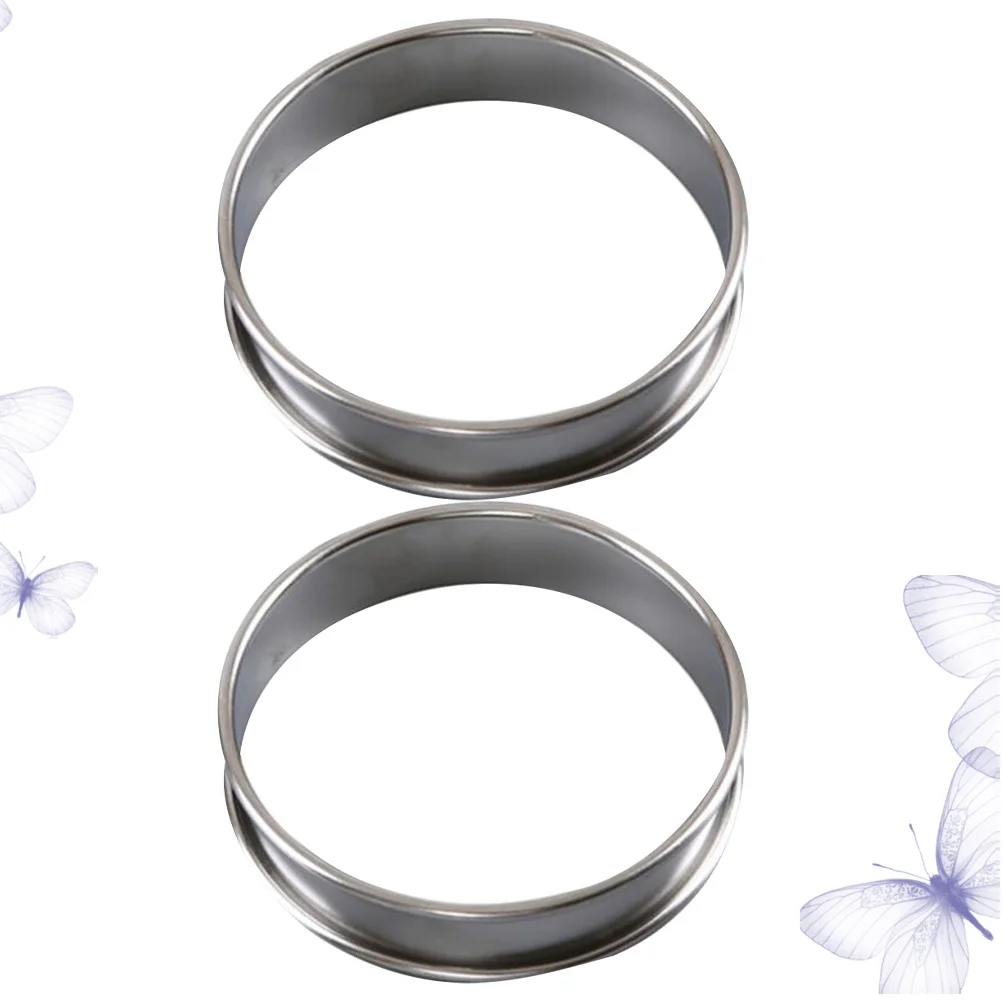 

2Pcs Stainless Steel Mousse Ring Round Shape Easy Demould Cake Mold Cookie Mould Pastry Baking Mousse Ring Cake Mold