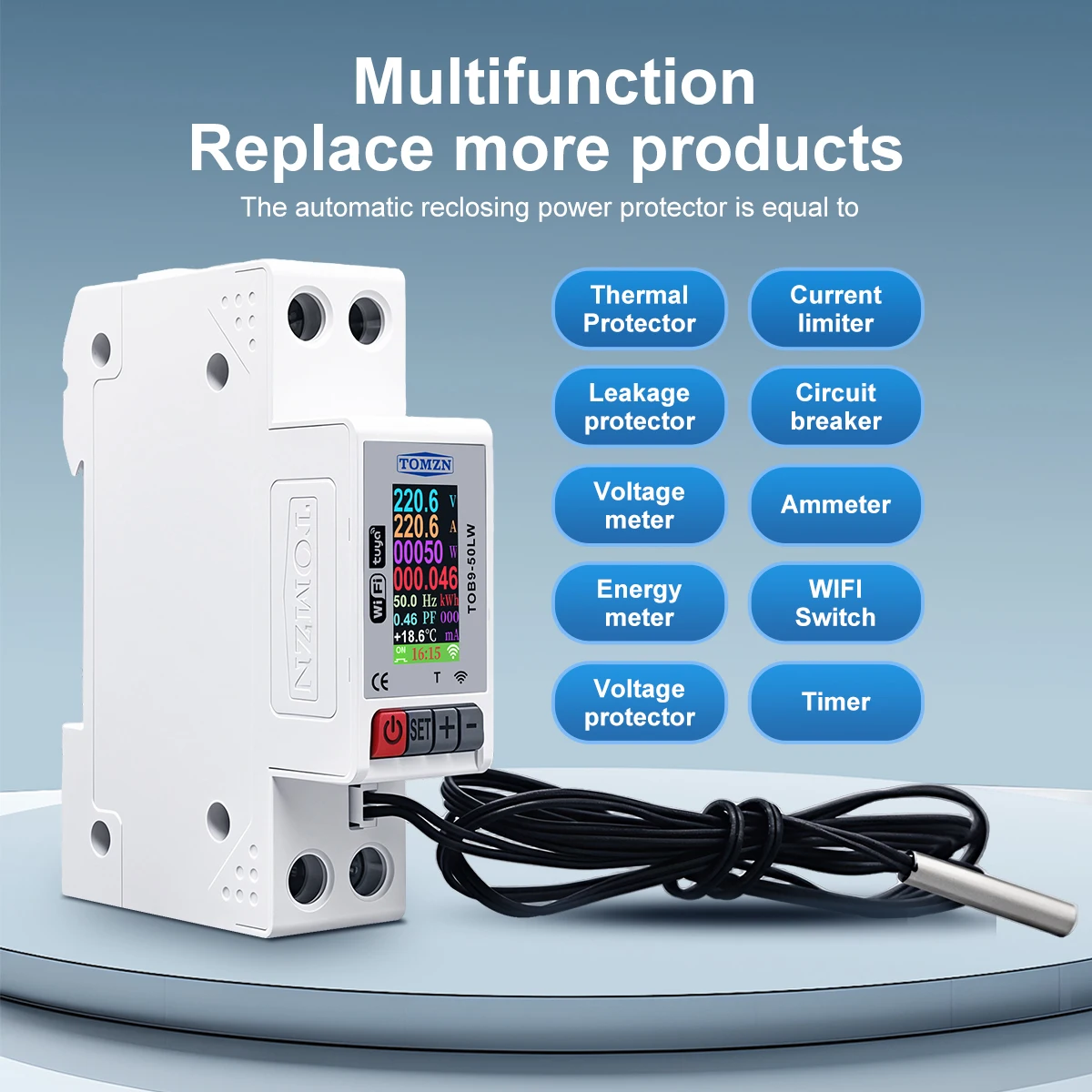 TOMZN 23mm AC110V 230V 50A WIF - Energy Meter Bidirectional ulasan dan harga