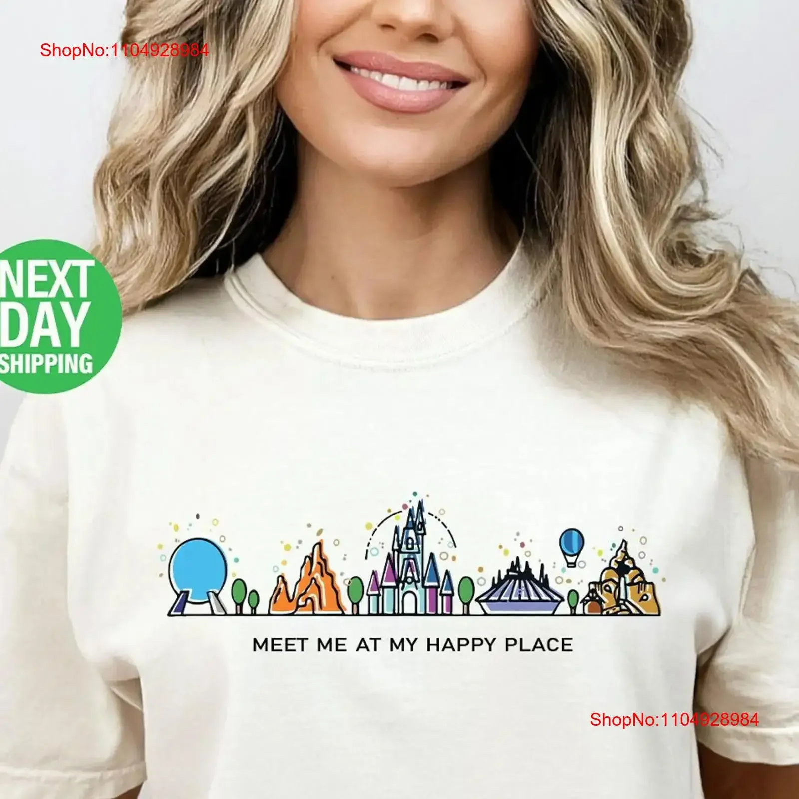 تعرفني في مكان سعيد تي شيرت لطيف الأسرة مزدوجة الوجهين عطلة موضوع بارك رحلة ماجيك لاند DG088 خمر غسلها تنفس