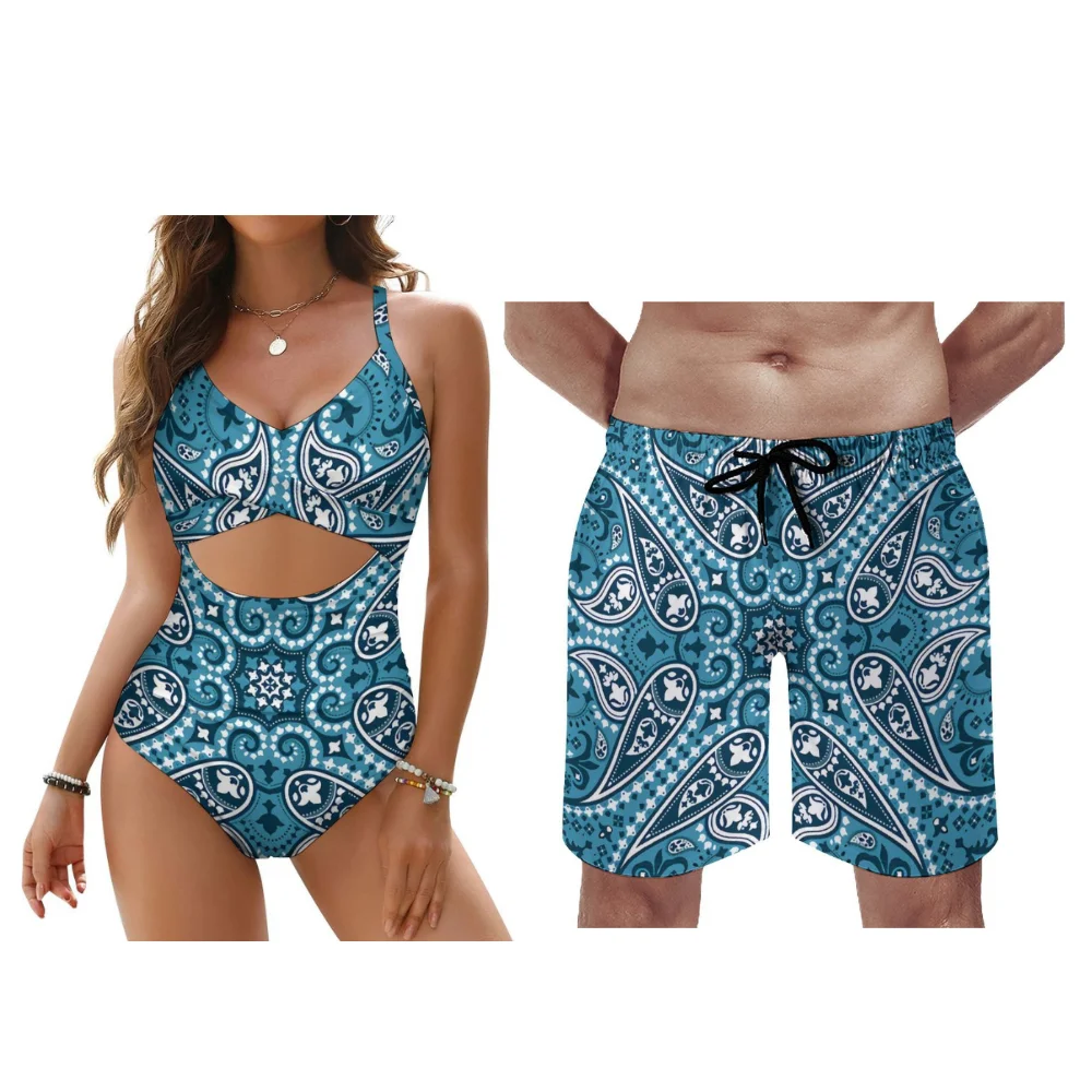Bandana personnalisé plage Couple tenues femmes une pièce maillots de bain hommes maillot de bain essentiel pour une vacances