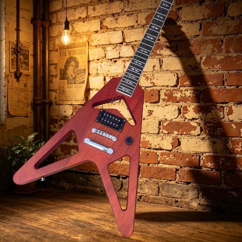 Electric Guitar V-shaped Hollowed Out Piano Body Maple Fingerboard Niche Style Fixed Bridge Free Shipping H Pickup