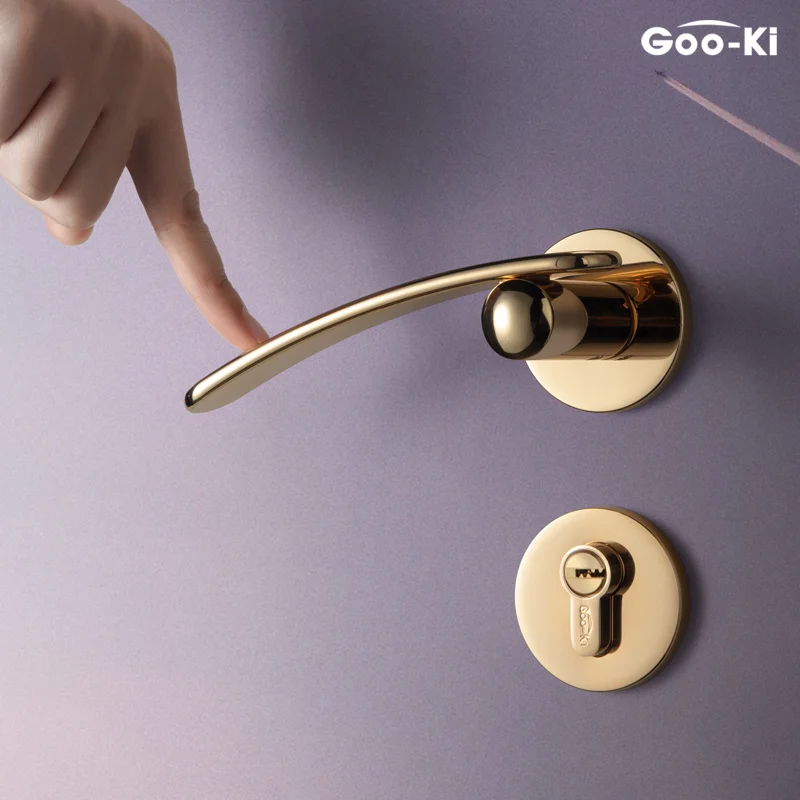 

Goo-Ki Nordic Silent Door Lock Bedroom Door Handle with Lock Interior Security Door Handle Lock Cylinder Security Mute Door Lock