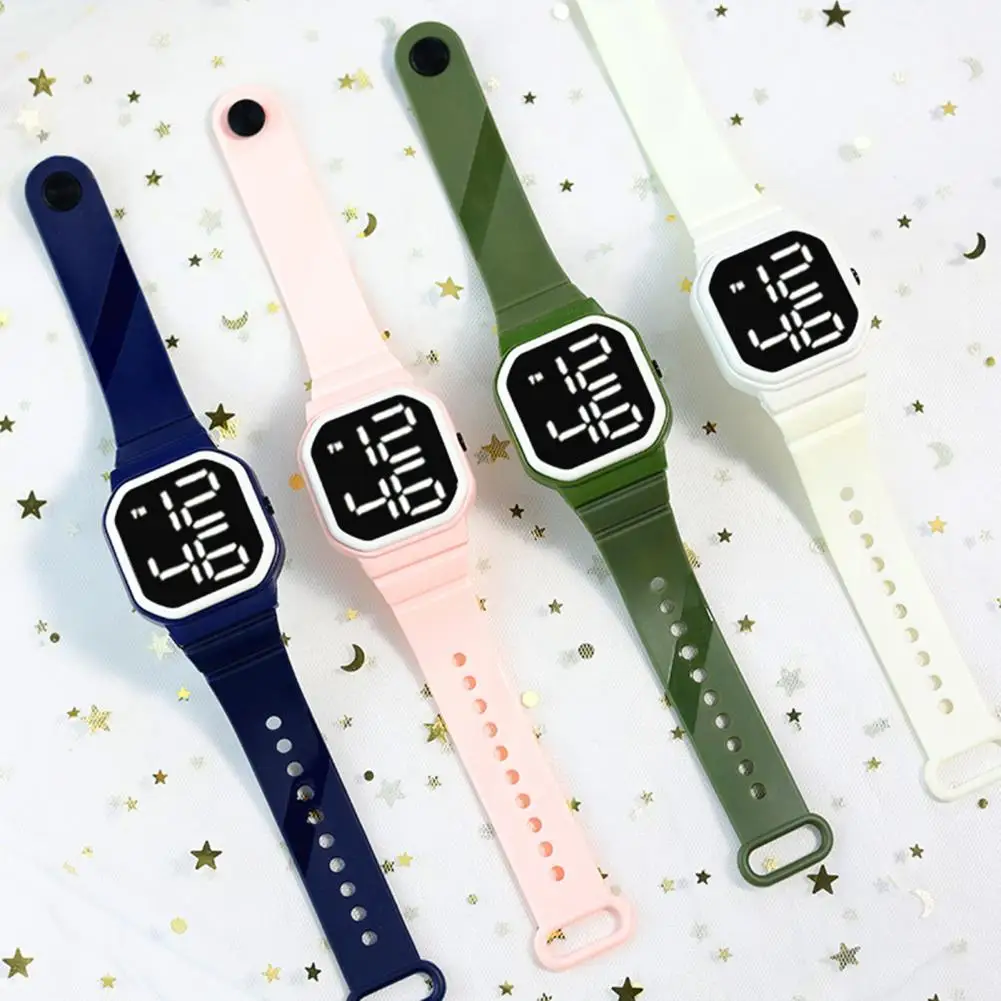 Jam tangan elektronik uniseks, jam tangan Digital olahraga LED hadiah ulang tahun akurat Pria Wanita bertenaga baterai