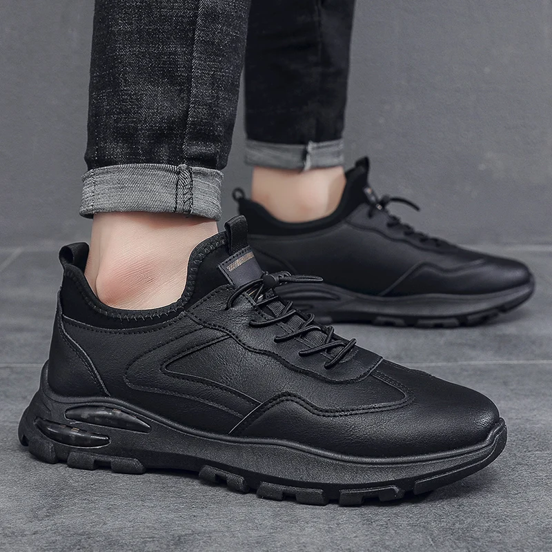 Band Leather Shoes for Men Brand Casual Shoes Men Leather Shoes Soft Flat Business Man Footwear 2024 Elastic Shoe Mouth Sneakers