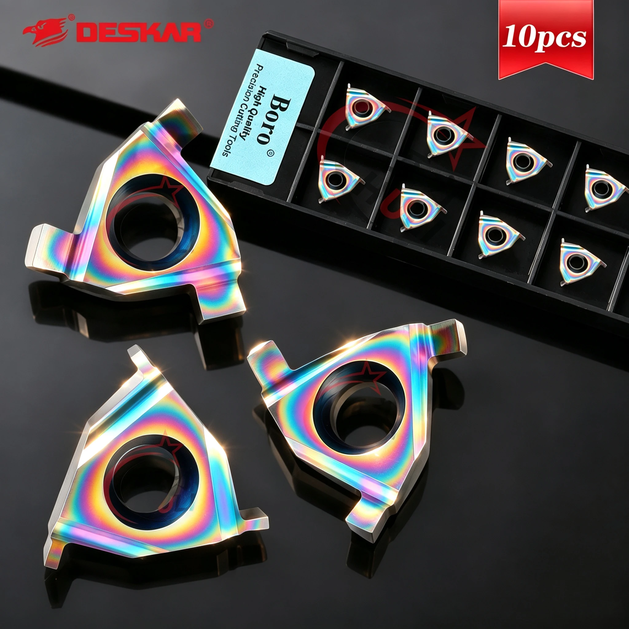 DESKAR Original Colorful Shallow Slotting Cutter 16ER IL/16IR EL0.7-3.0 TF618 Triangular Inserte Quenching Steel Slotting Blades