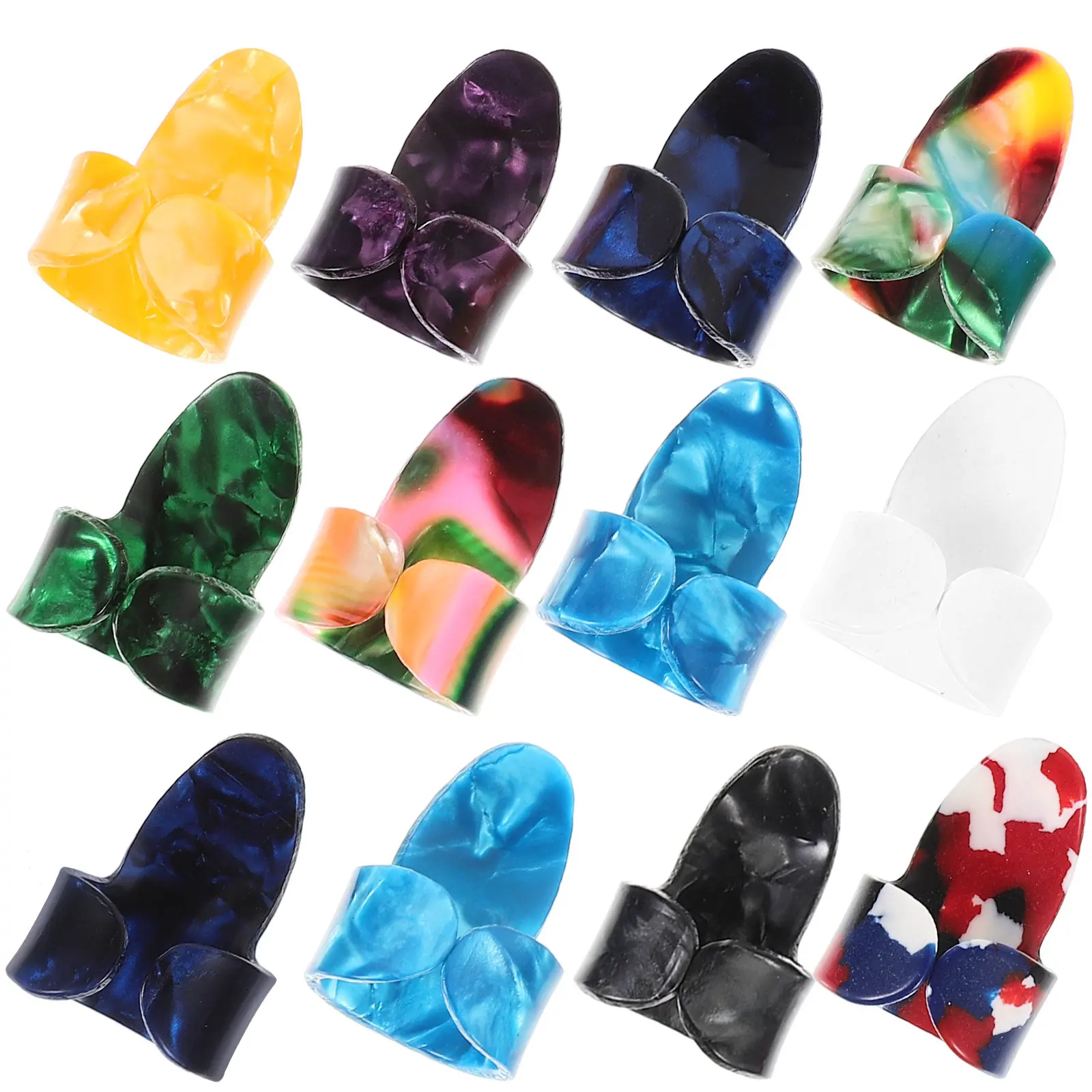 12Pcs Guitar Finger Picks Nylon Xylonite for Beginners Professionals Reduce Slipping Build Finger Strength Long Practice Comfort