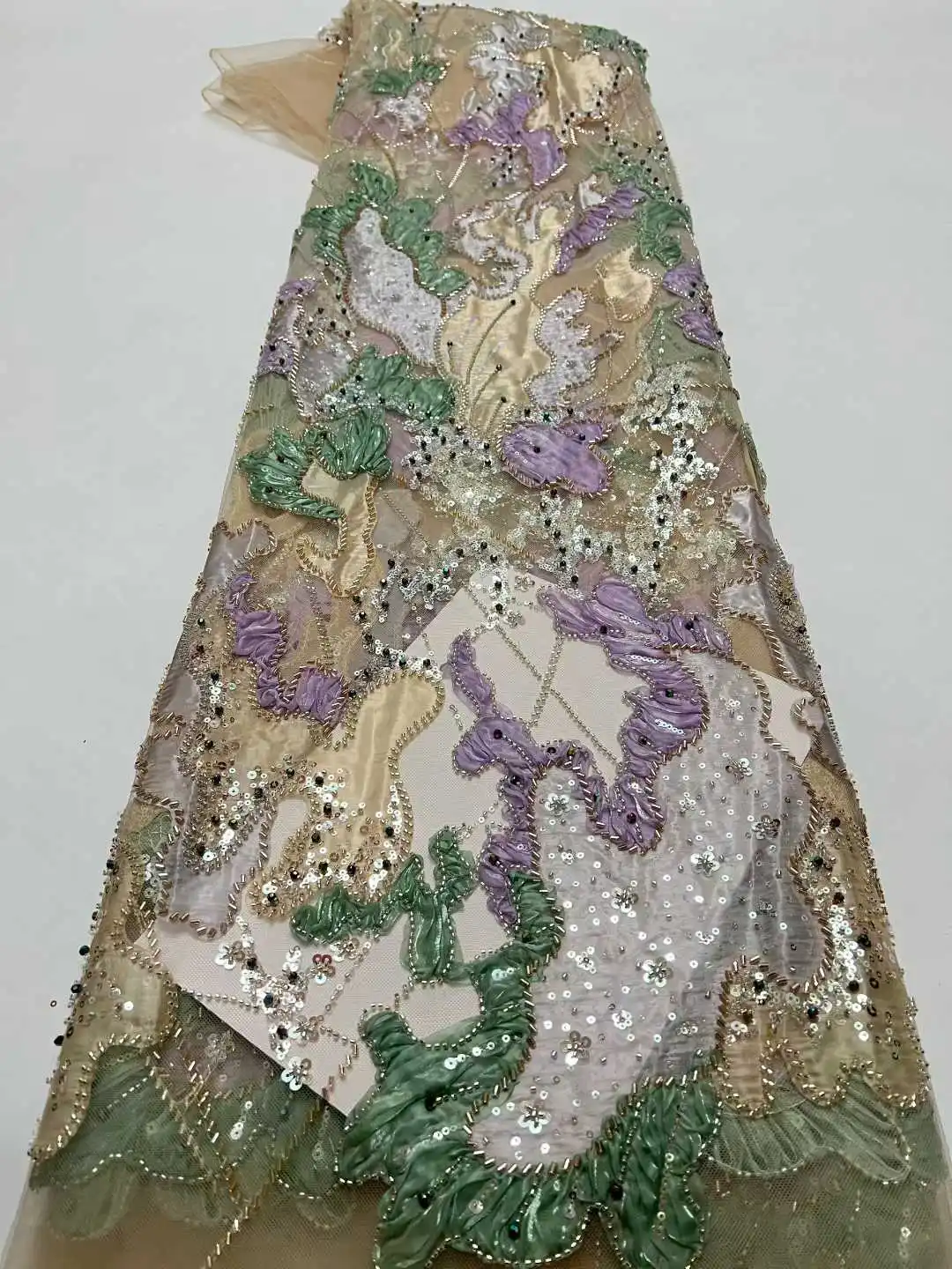 

Высококачественная вышитая африканская ткань с пайетками и бисером, французский тюль, кружевные ткани для свадебного шитья в нигерийском стиле, 2026 год