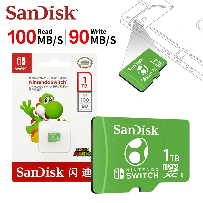 SanDisk Micro SD การ์ดเกมเก็บข้อมูล microSDXC การ์ดสําหรับ Nintendo SWITCH 64GB 128GB 256GB 512GB สูงสุด 100 เมกะไบต์/วินาที 4K Ultra HD TF Card