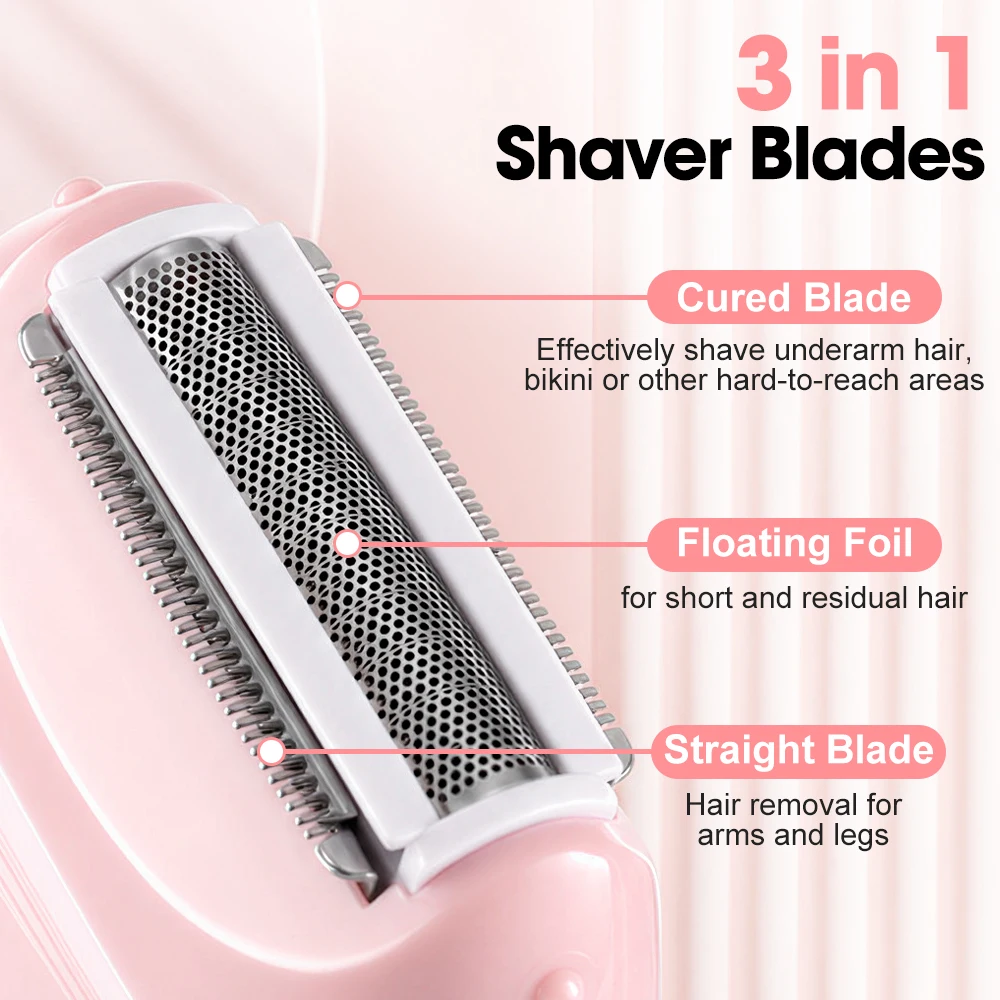 Elektrischer Damenrasierer, wiederaufladbar, schmerzfreier Epilierer, Körperhaarentferner, wasserdicht, für Intimbereich, Achseln, Bikini-Trimmer, Rasierer – Detail 2