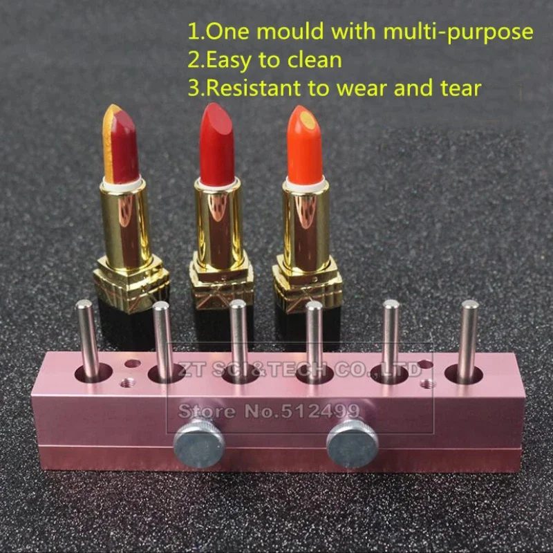 

2/4/6 Holes 12.1mm DIY Lipstick Mold Aluminum Alloy Lip Rouge Balm Lipbalm Makeup Making Tool Fill Mould Dual Uses Rose Gold