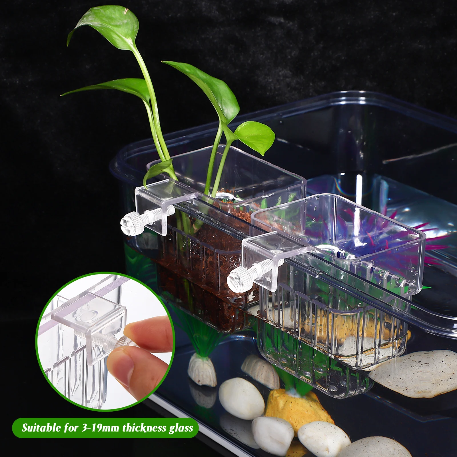 

4Pcs Clear Aquarium Plant Cups with Ventilated Bottom Design Hanging Planter for Live Plants Fish Tank Accessories Universal Fit