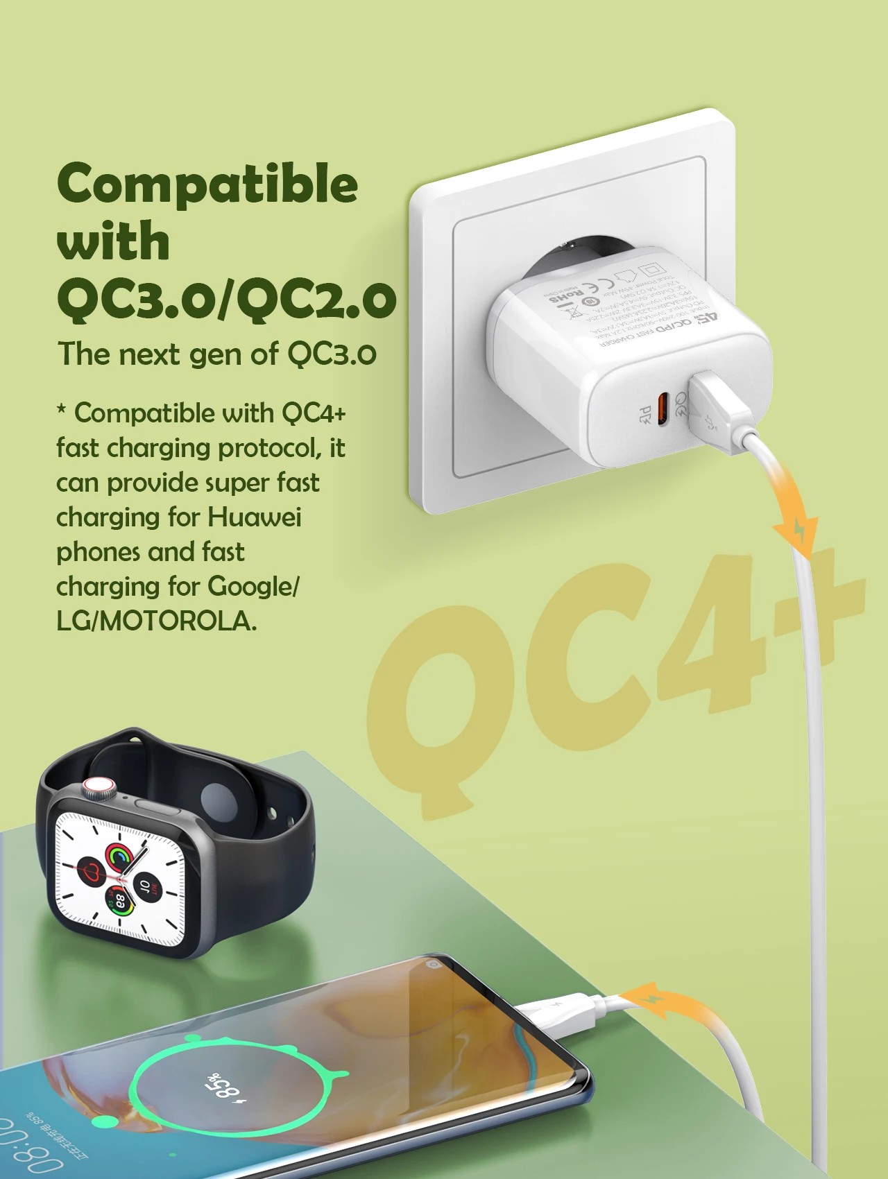 45W Fast Charging LDNIO USB C Charger 2 Ports Type C Wall Charger PD QC4.0 Power Adapter Quick Charge  for Samsung Xiaomi iPhone