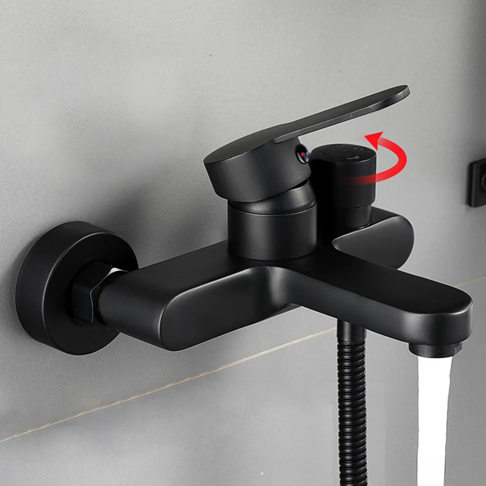 

Черный смеситель для душа, смеситель для горячей и холодной воды, смеситель для ванны, настенный смесительный клапан, тройной смеситель с боковым открытием, аксессуары для ванной комнаты