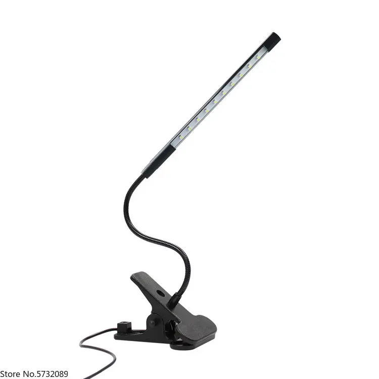 Flexible Arm Stepless Dimming Slim Desk Table Lamp Clip on Light Reading Light