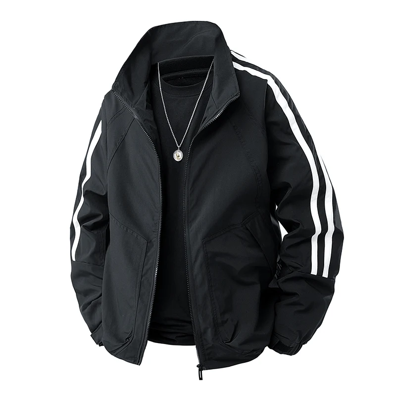 

New Spring Autumn Long Sve Loose Fit Thin Jaet Waterproof Windproof American Sle Collar ex Outerwear Faionable U...