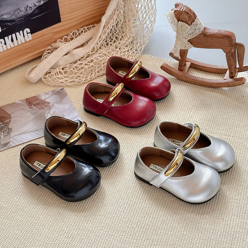 

2025 Autumn New Children Leather Shoes for Girls Fashion Korean Style Soft Bottom Anti-slippery Versatile Princess Dress Shoes