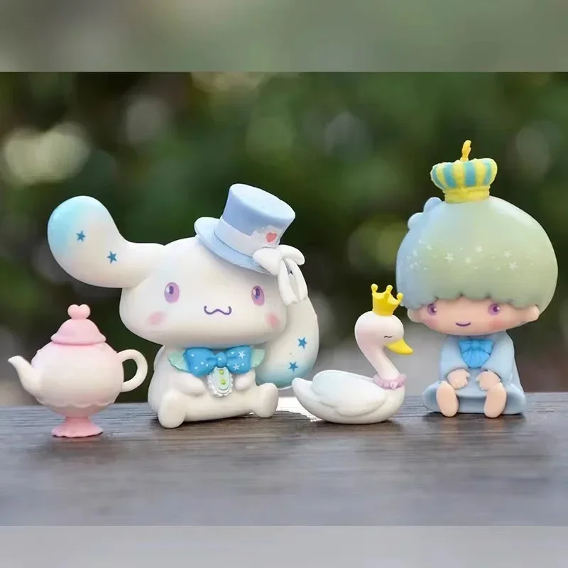 Sanurgente-Figurines d'anime Kawaii pour enfants, ornements de bureau, Kuromi Cinnamoroll My Melody, poupées de la série Nette, jouets cadeaux, ensemble de 6 pièces