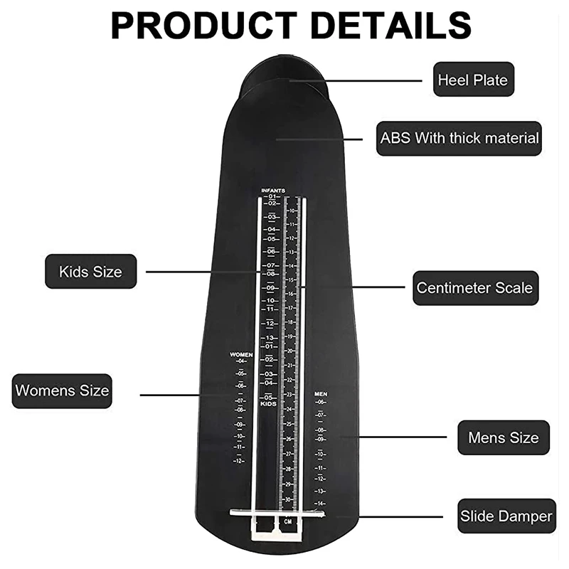 Professional Foot Measurement Device, US Standard Shoe Sizer, Shoe Measuring Device Ruler Sizer For Kids And Adults