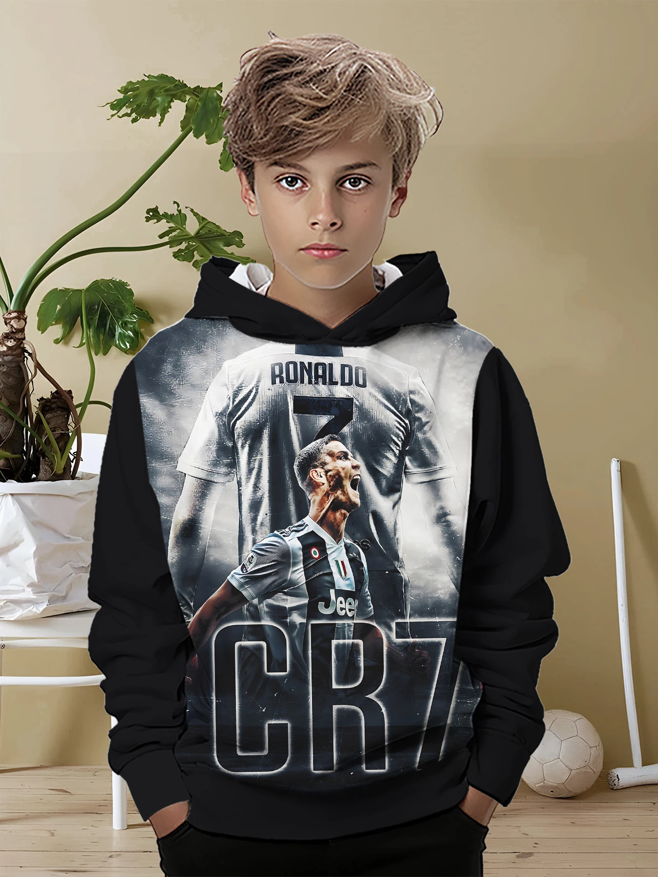 3D Print Football Player All Seasons Children Casual R-Ronaldos Sweatshirt Cool Pullover Top C-CR7 Unisex Clothes BoyGirl Hoodie