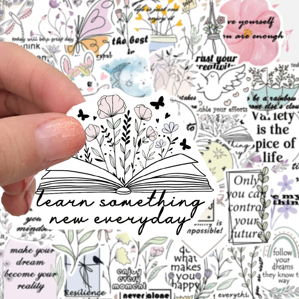 

10/30/50pcs Cartoon Bible Inspirational Phrase Stickers Small Fresh Aesthetic Sticker Scrapbook Laptop Phone Decals Decoration