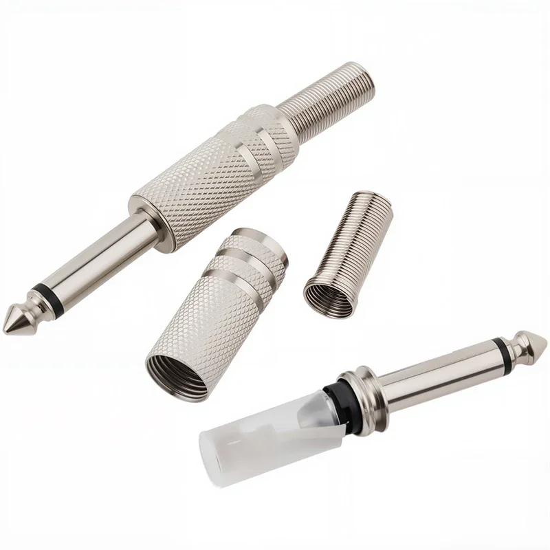 Metal Microphone Jack 6.35mm Audio Connector 2/3Pole Mono Stereo Amplifier Plug