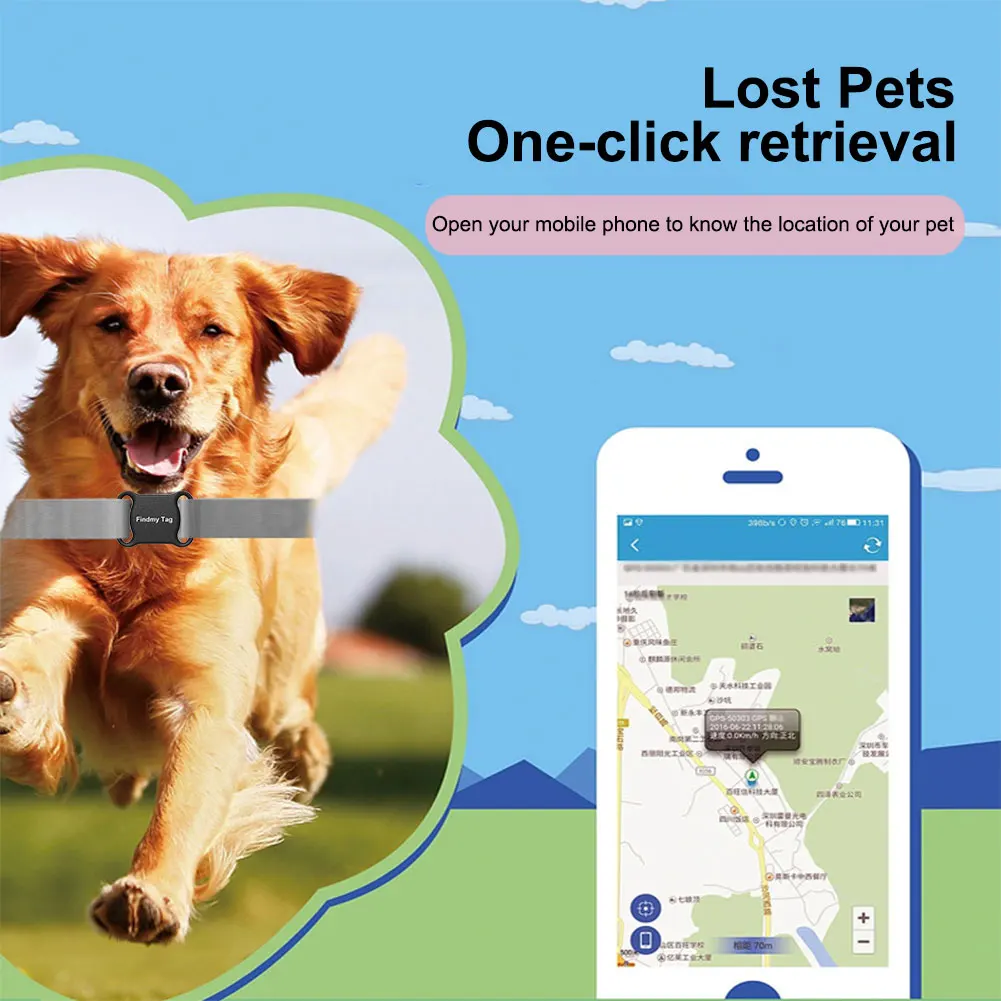Anti-Lost GPS Tracker Locator Finder BT GPS Tracking Device Dog Tracker Collar for Dogs Cats Kids Pets Keychain Wallet Luggage