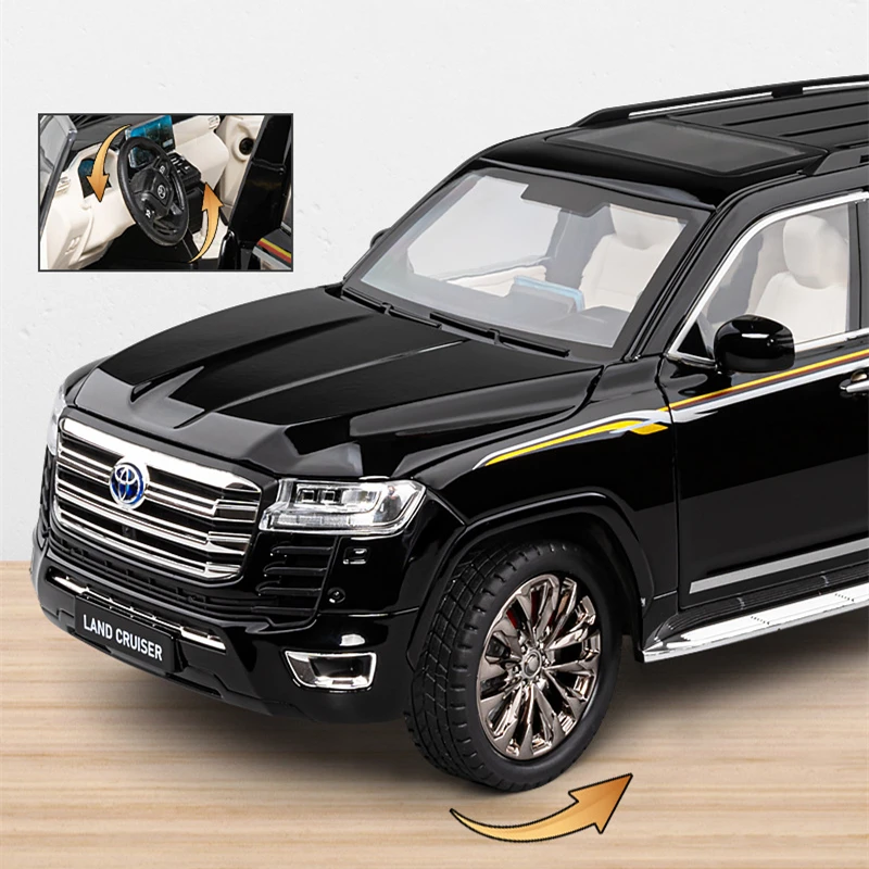 Over Size 1/18 Toyota Land Cruiser LC300 ZX Alloy Car Model Diecasts Metal Off-road Vehicles Car Model Sound Light Kids Toy Gift