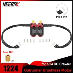 NEEBRC 1224 Outunner Brushless Motor Outer-rotor 2S 4000KV 3600KV with Gear for 1/24 RC Crawler Car Axial SCX24 WPL Traxxas