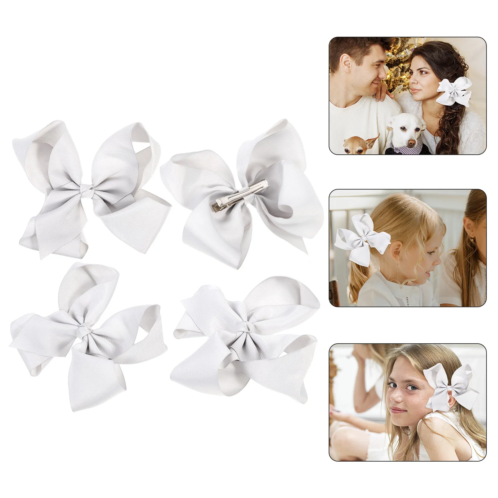 

Набор из 4 белых заколок-бабочек для волос, большие заколки-бабочки для малышей, девочек, детей, модные заколки для волос, аксессуары для вечеринок и свадебных церемоний