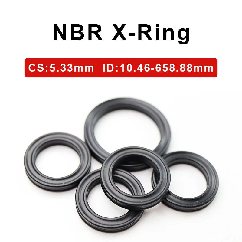 

NBR X-Ring CS 5.33mm ID 10.46-658.88mm Black Nitrile Butadiene Rubber Sealing Washer For Hydraulic Cylinders Piston Rods