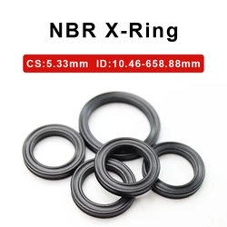 NBR X-Ring CS 5.33mm ID 10.46-658.88mm Black Nitrile Butadiene Rubber Sealing Washer For Hydraulic Cylinders Piston Rods