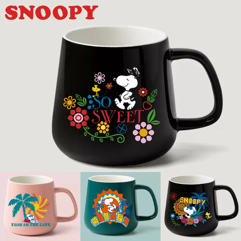

Керамическая кружка Snoopy, 400 мл, аниме, кофейная чашка, кружки для чая с молоком, милая пара, офисные керамические чашки для напитков, посуда для напитков, мультяшный подарок
