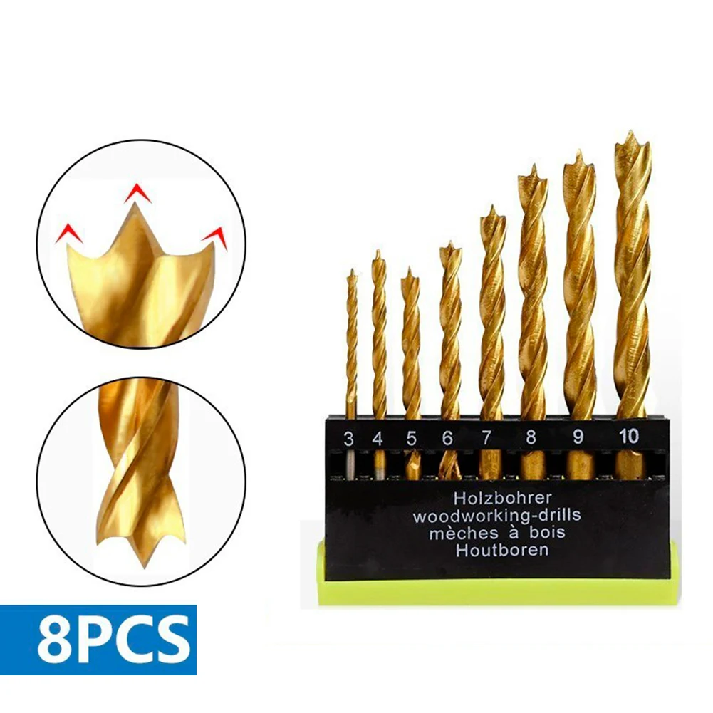 8pcs Drill Bits Metal And Wood Drilling Bits Carbon Steel High Precision Long-lasting Performance Straight Round Shank