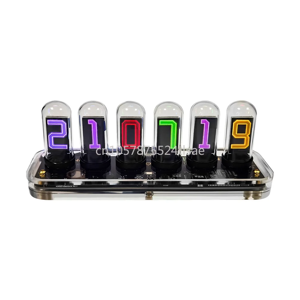 Diy Creative Retro Crystal Ips Rgb Simulation Nixie Tube Clock Desktop Decoration Boyfriend Gift Destiny Stone Door