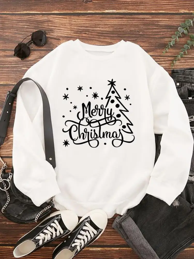 Winter Season Trend Cute Christmas New Year Holiday Fashion Print Lady Pullovers For Women Casual Clothing Graphic Sweatshirts