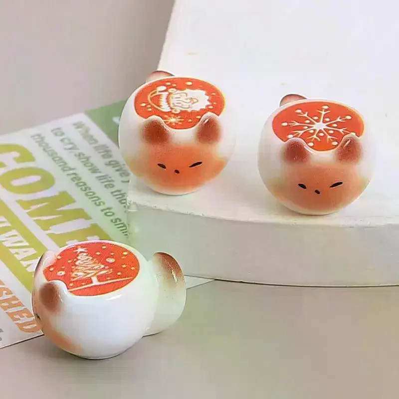 5/10pcs Resin Cat Shaped Coffee Non Porous Beads Latte Mini Figurines Home Desktop Christmas Ornaments