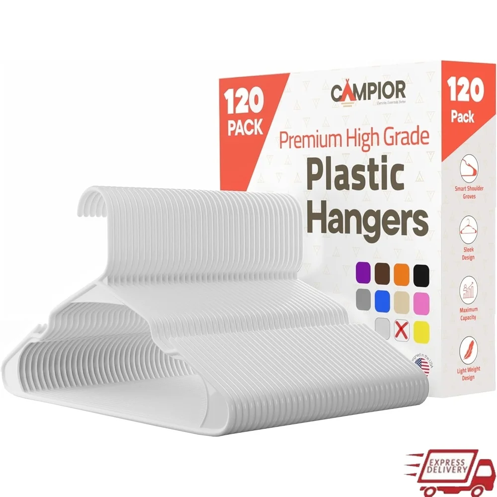 

120 упаковок сверхпрочных пластиковых вешалок, нескользящие, тонкие, экономящие пространство, прочные, легкие вешалки из полипропилена, организация шкафа