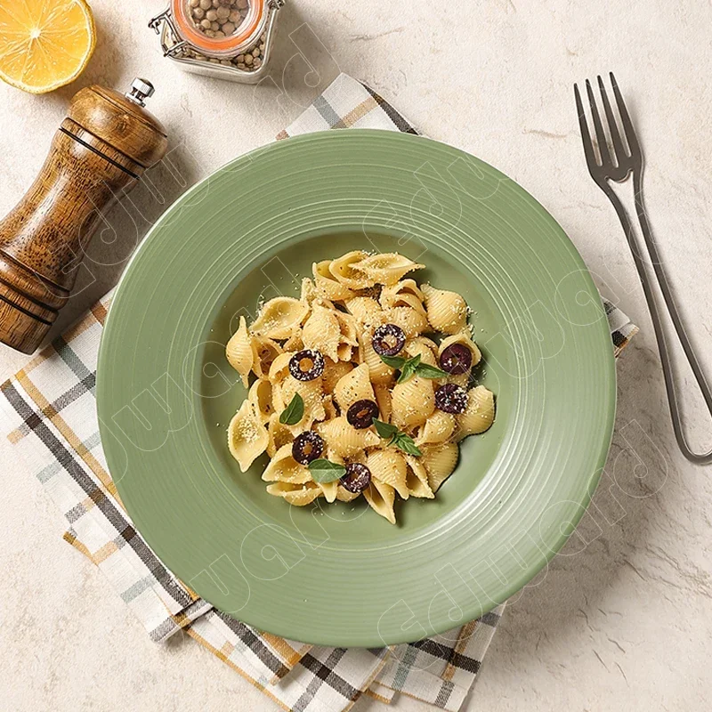 Dinner Plates Simple Style Ceramic Plates Household Use Beautiful Ceramic Plates Light Luxury Italian Pasta Snack Dessert Soup